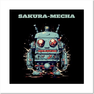 Futuristic Funny Robots Sakura-Mecha Posters and Art